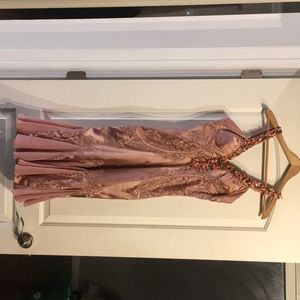 Midi dusty pinky Madelyn lace beaded dress